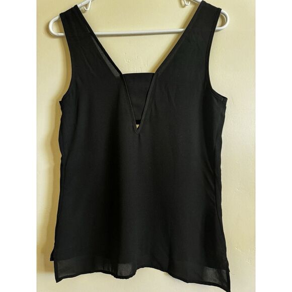 Express Women's Chiffon Split Back Tank Top Camisole Shirt Black Size Xs - Picture 2 of 4